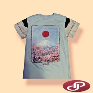 Tokyo Japan Mount Fuji Cherry Blossom Trendy Graphic T-Shirt